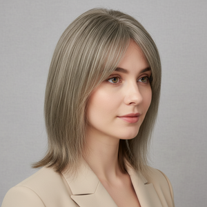 Colored Human Hair Topper – Natural Straight Dark Ash Blonde, Shoulder-Legnth - cngwigs