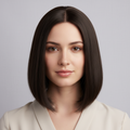 Lace Front Wig – Natrual Straight Black, 16 Inch - cngwigs
