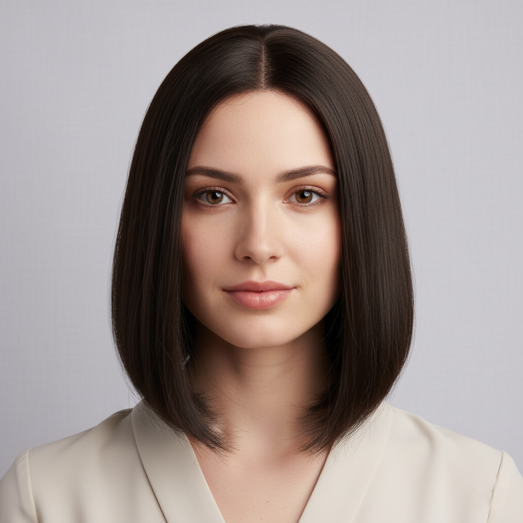 Lace Front Wig – Natrual Straight Black, 16 Inch - cngwigs
