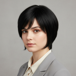 Human Hair Topper – Natural Straight Black, Short - cngwigs