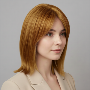 Colored Human Hair Topper – Natural Straight Copper Blonde, Shoulder-Length - cngwigs