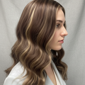 Synthetic Wig - Wavy Dark Brown with Blonde Highlights, Long - cngwigs