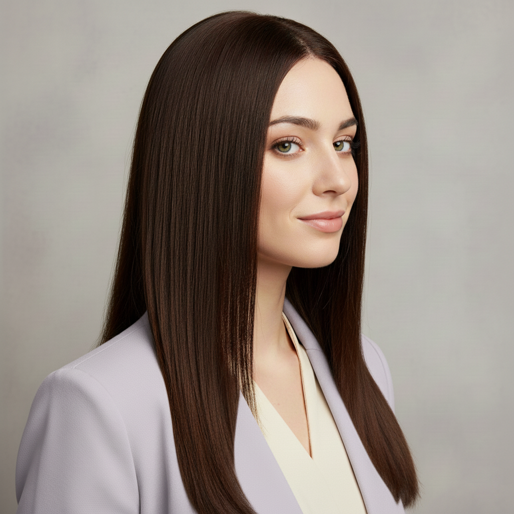 Human Hair Topper – Natural Straight Deep Brown, Long - cngwigs