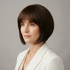 Lace Front Wig – Natrual Straight Dark Brown Bob, Short - cngwigs